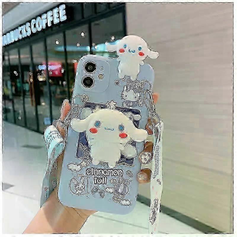 Kawaii Sanrio Cinnamoroll Handyhülle Mit Schminkspiegel, Kompatibel Mit Samsung Galaxy A23, A24, A34, A53, A54, A73, 5g, X Cover5 Cross Strap - L