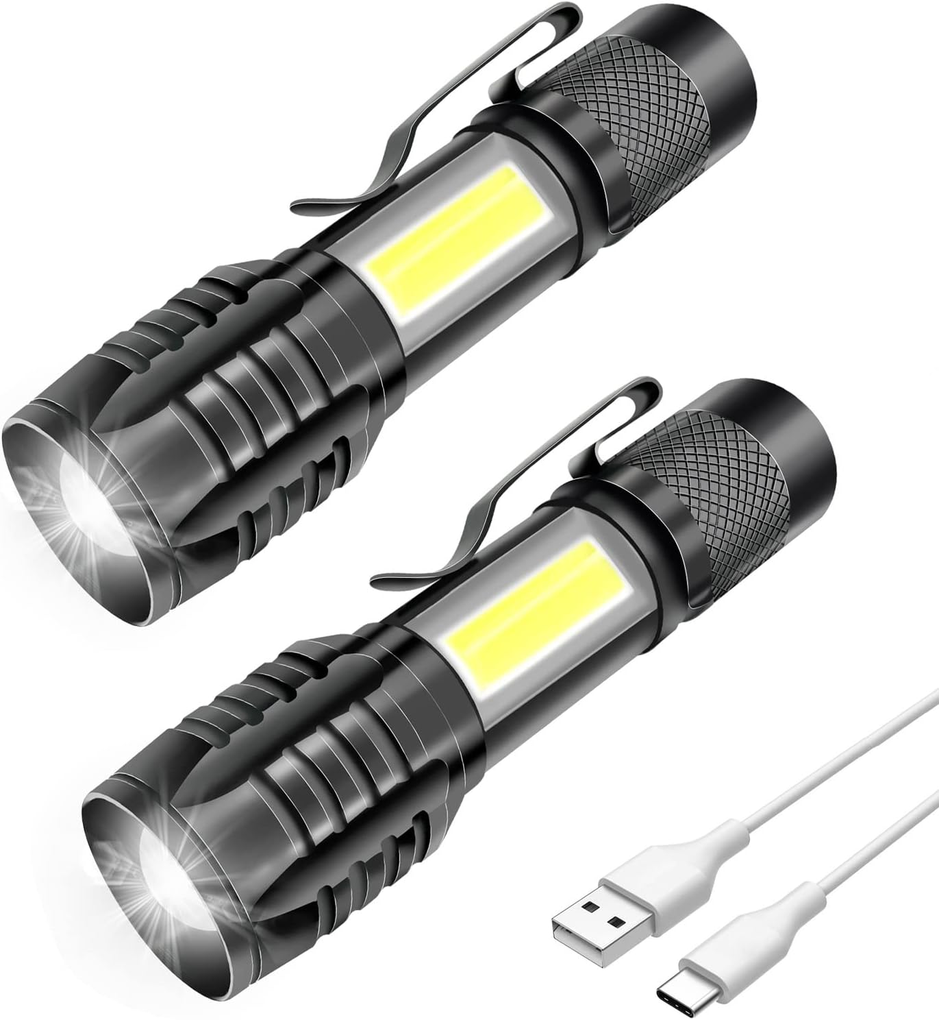 2er-pack Wiederaufladbare, Leistungsstarke, Professionelle Led-taschenlampen [nx]