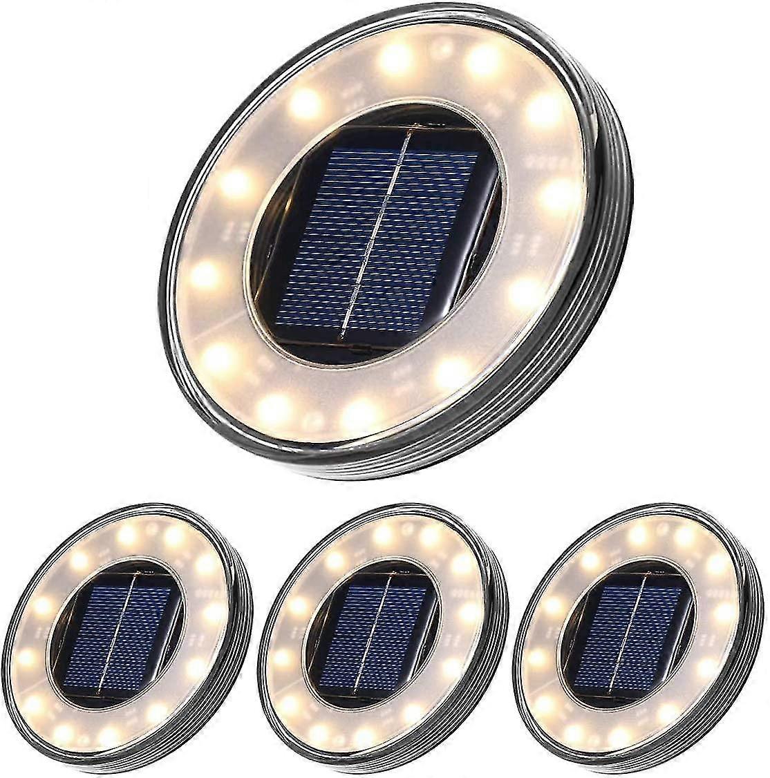 Set Mit 4 Wasserdichten Led-solarstraßenleuchten (ip68), Warmweiß