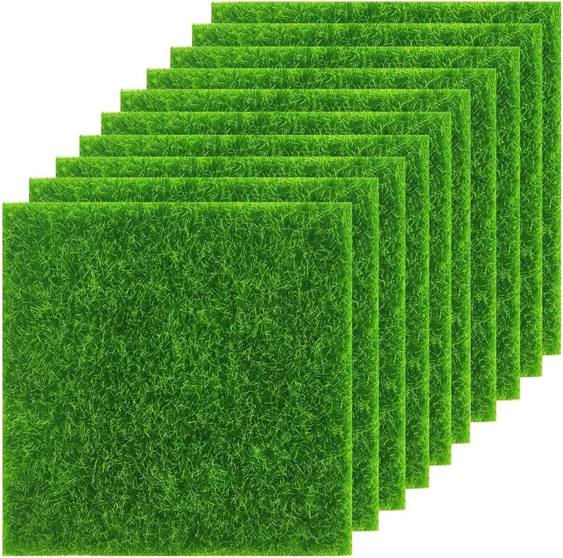 Set Mit 10 Künstlichen Rasenmatten, 15 Cm X 15 Cm, Realistische Gartenmatten, Künstlicher Rasen, Realistischer Mikrorasen, Geeignet Für Puppenhausdekoration, Miniaturgarten