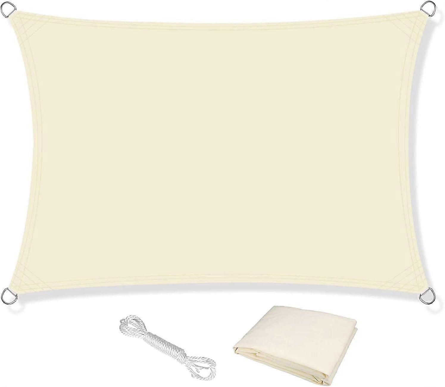 Sonnensegel, 2,5 M X 3 M, Wasserdicht, 98 % Uv-schutz, 120 G/m² Stoff, Geeignet Für Garten, Terrasse, Hof Und Gartenpartys (creme)