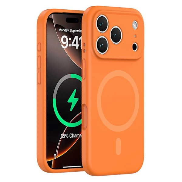 Hülle Für Iphone 17 Pro Max, Kompatibel Mit Magsafe, Präzise Passform, Pc + Flüssigsilikon, Fluoreszierender Orangefarbener Schutz [nx]