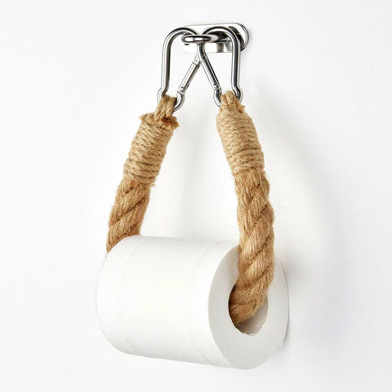 Toilettenpapierhalter Aus Holz, Vintage-toilettenpapierhalter, Handtuchhalter Aus Hanfseil. Geeignet Für Bad Und Küche.
