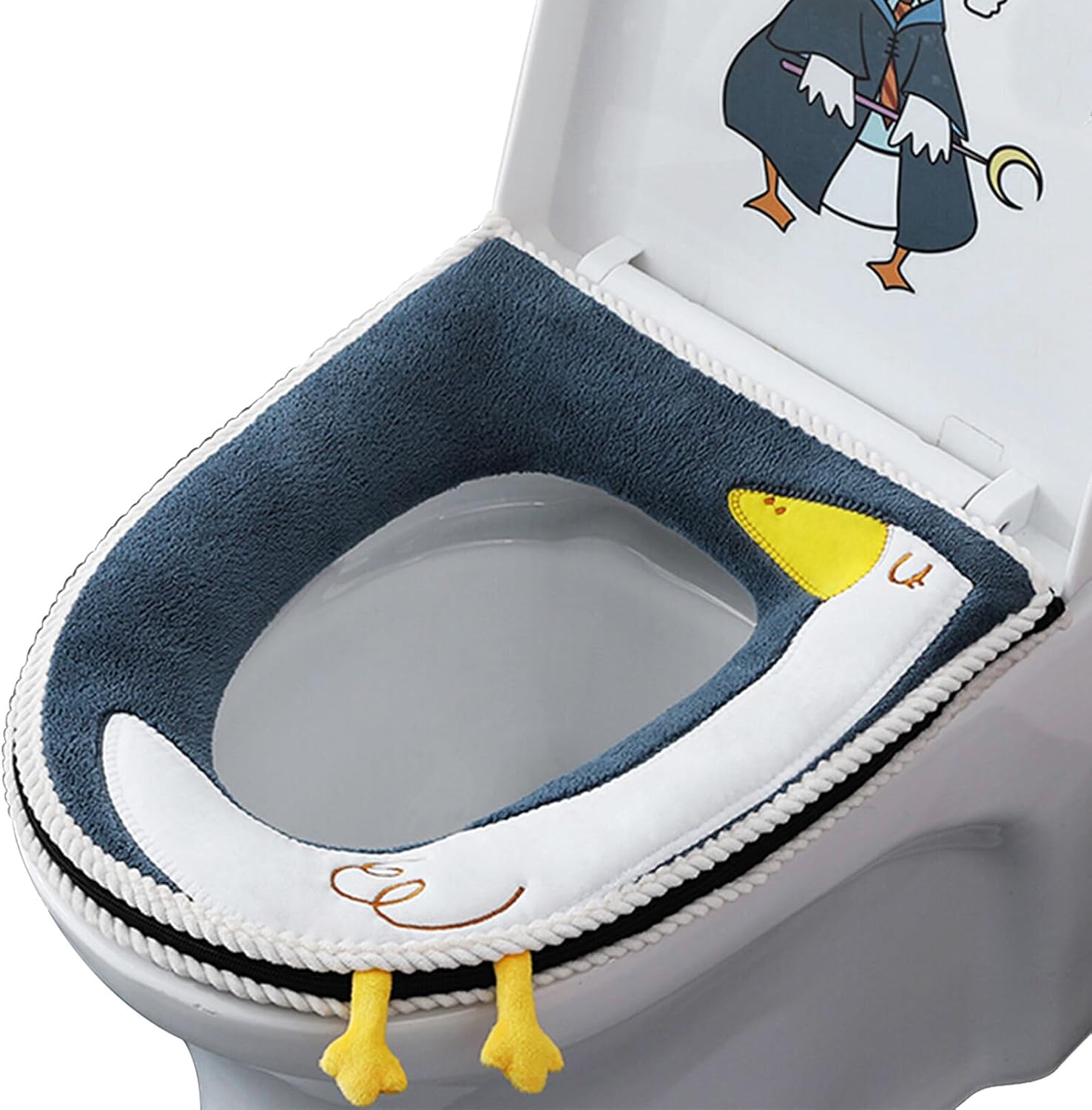 Beheizbarer Wc-sitzbezug, Universeller Sitzschutz Mit Reißverschluss, Wasserdichter Und Antibakterieller Wc-sitzbezug Aus Leder Mit Griff, Blau