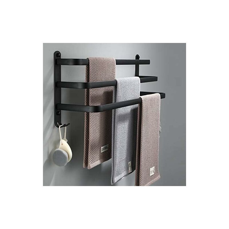 Wandmontierter Handtuchhalter Aus Aluminium, 3 Ablagen Mit Haken, Wasserfest – Geeignet Für Bad, Küche Und Dusche