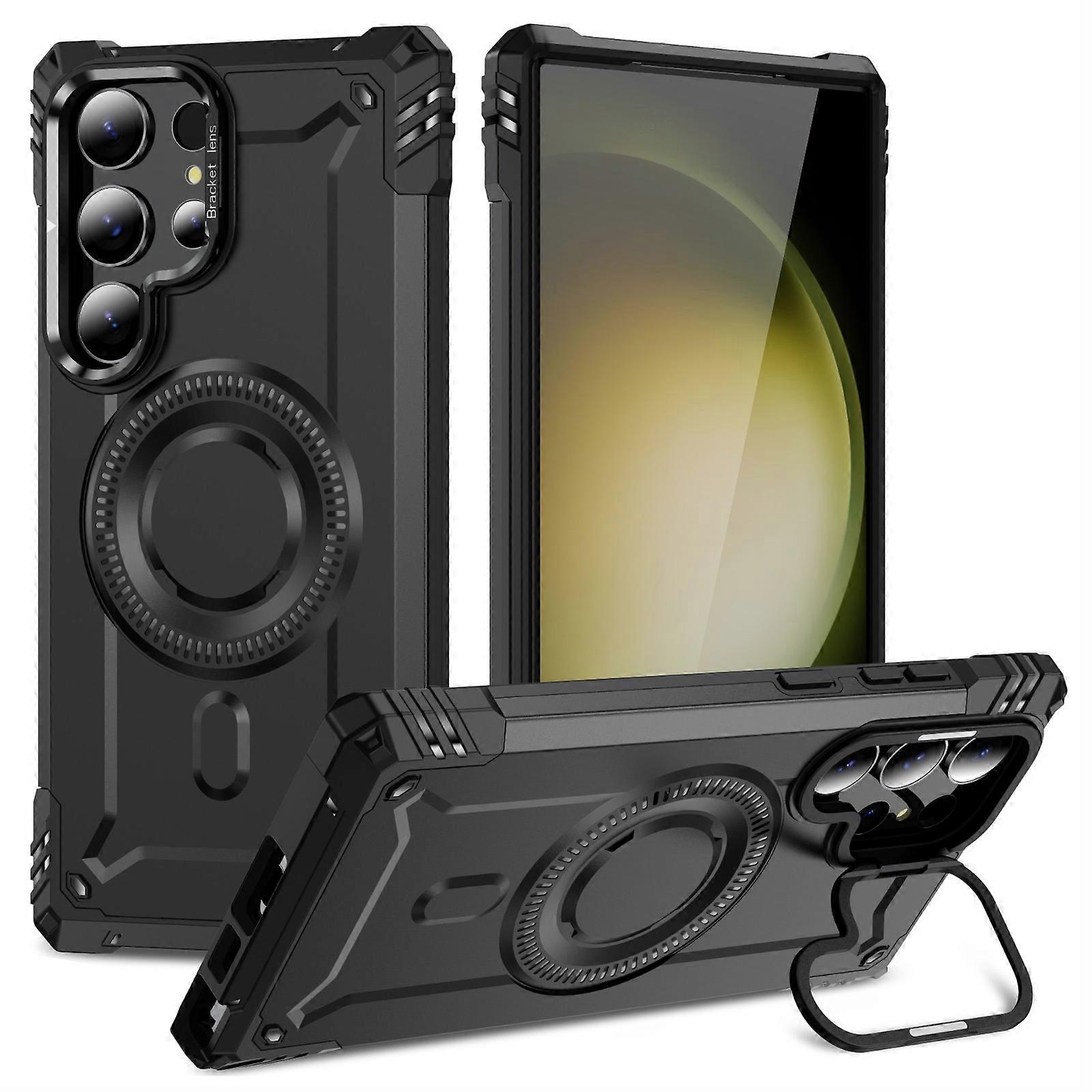 Kompatibel Mit Dem Samsung Galaxy S23 Ultra. Magnetische Hülle Mit Metall-objektivhalterung Und Pc+tpu-außenhülle.