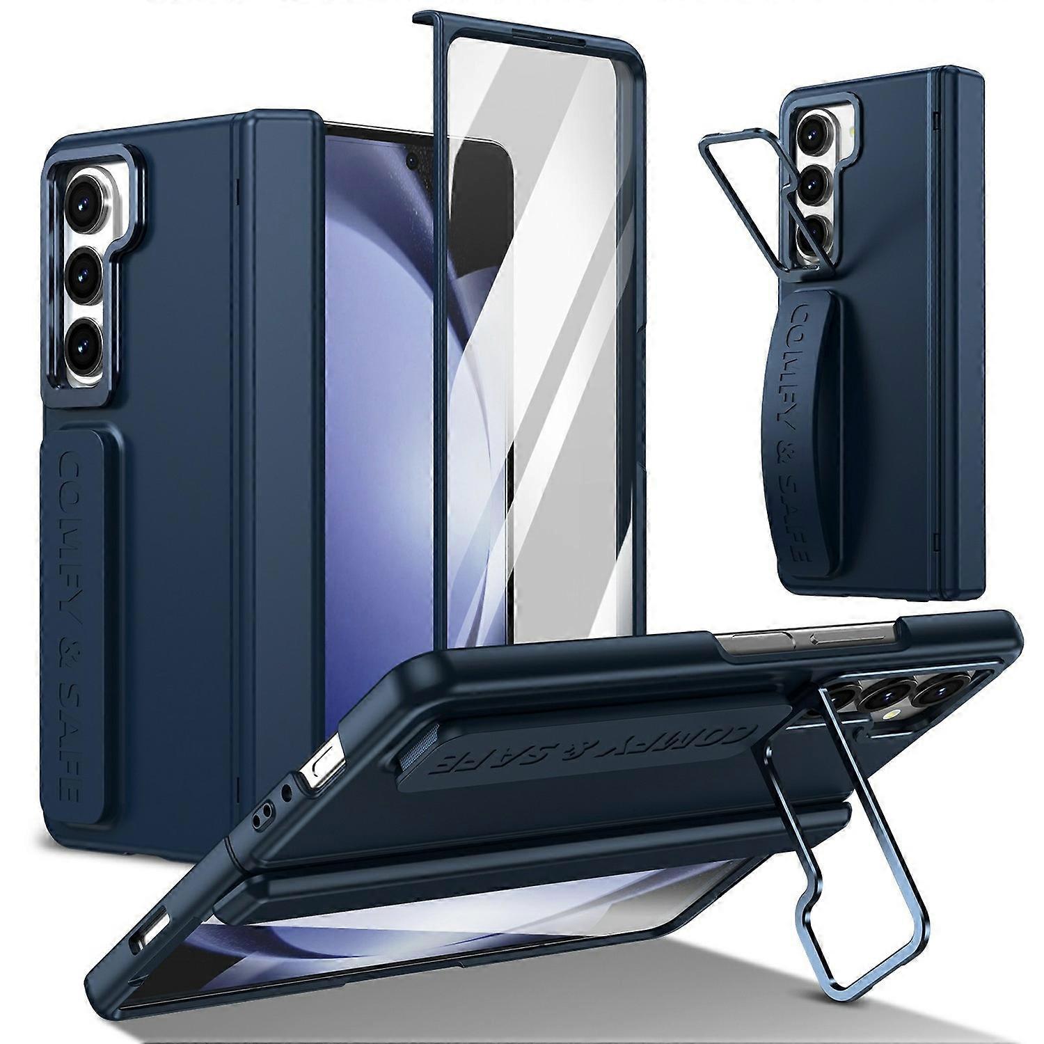 Objektivschutzhülle, Ständer Und Scharnier Für Samsung Galaxy Z Fold5 5g Mit Displayschutzfolie - Schwarz B[nx]
