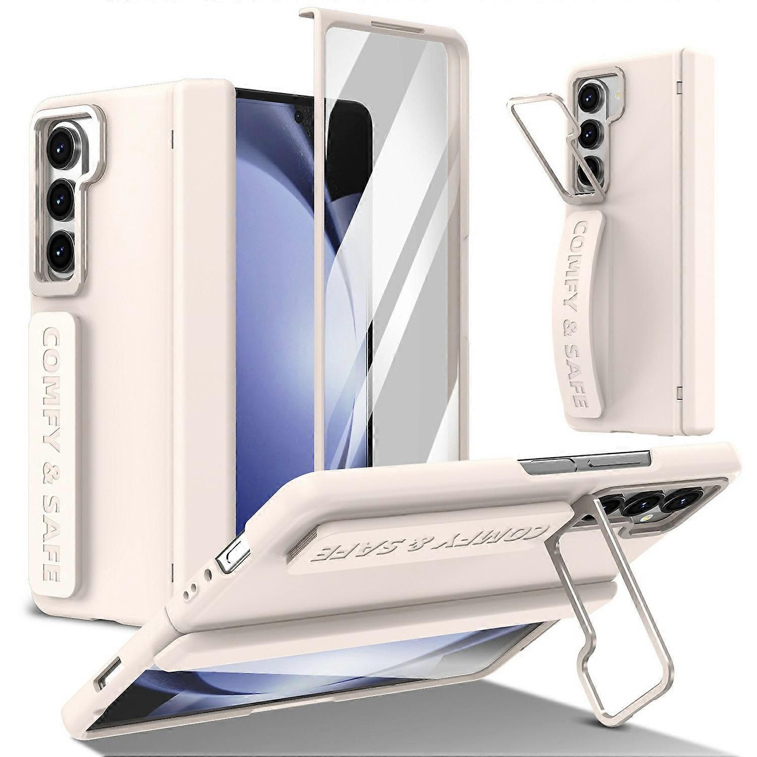 Objektivschutzhülle, Ständer Und Scharnier Für Samsung Galaxy Z Fold5 5g Mit Displayschutzfolie - Apricot[nx]