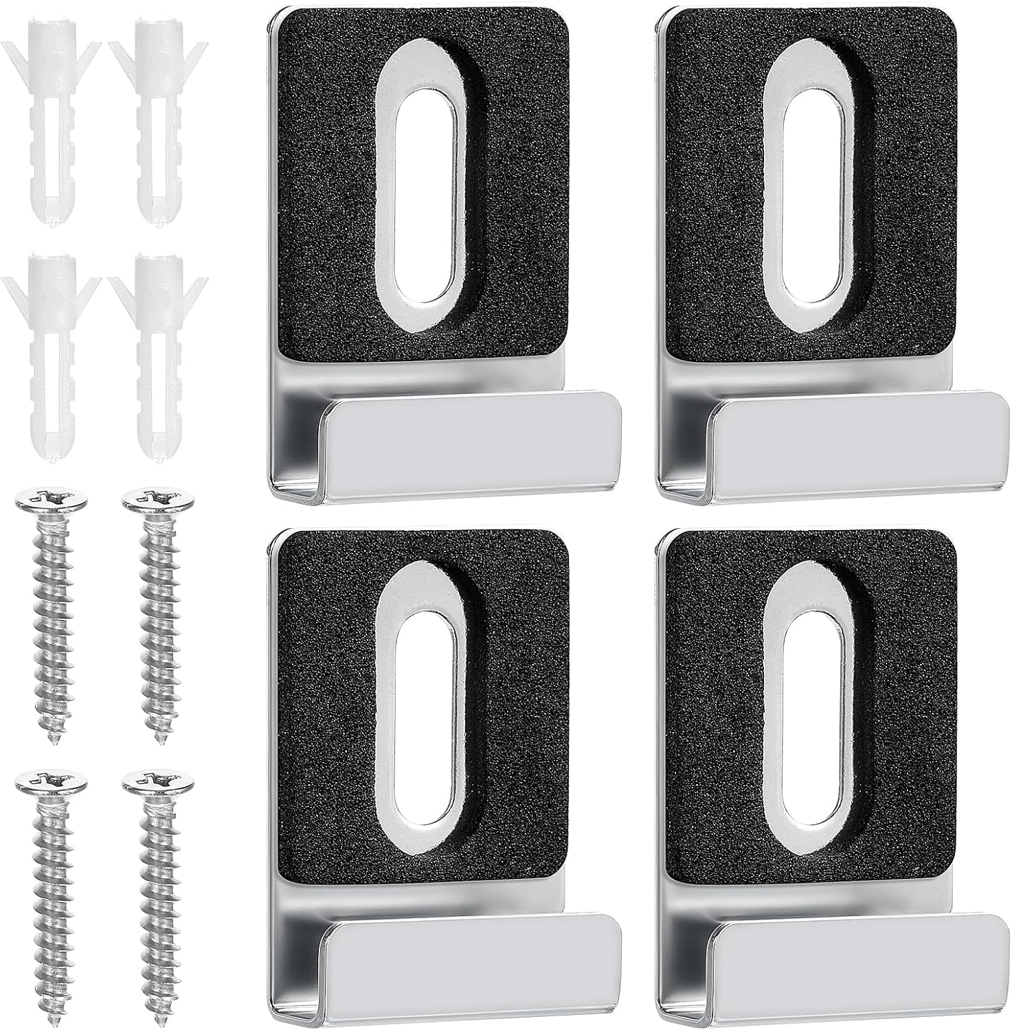 Set Aus 4 Edelstahl-wandspiegelhalterungen Mit Dübeln Und Schrauben, Geeignet Für Schwere Spiegel.