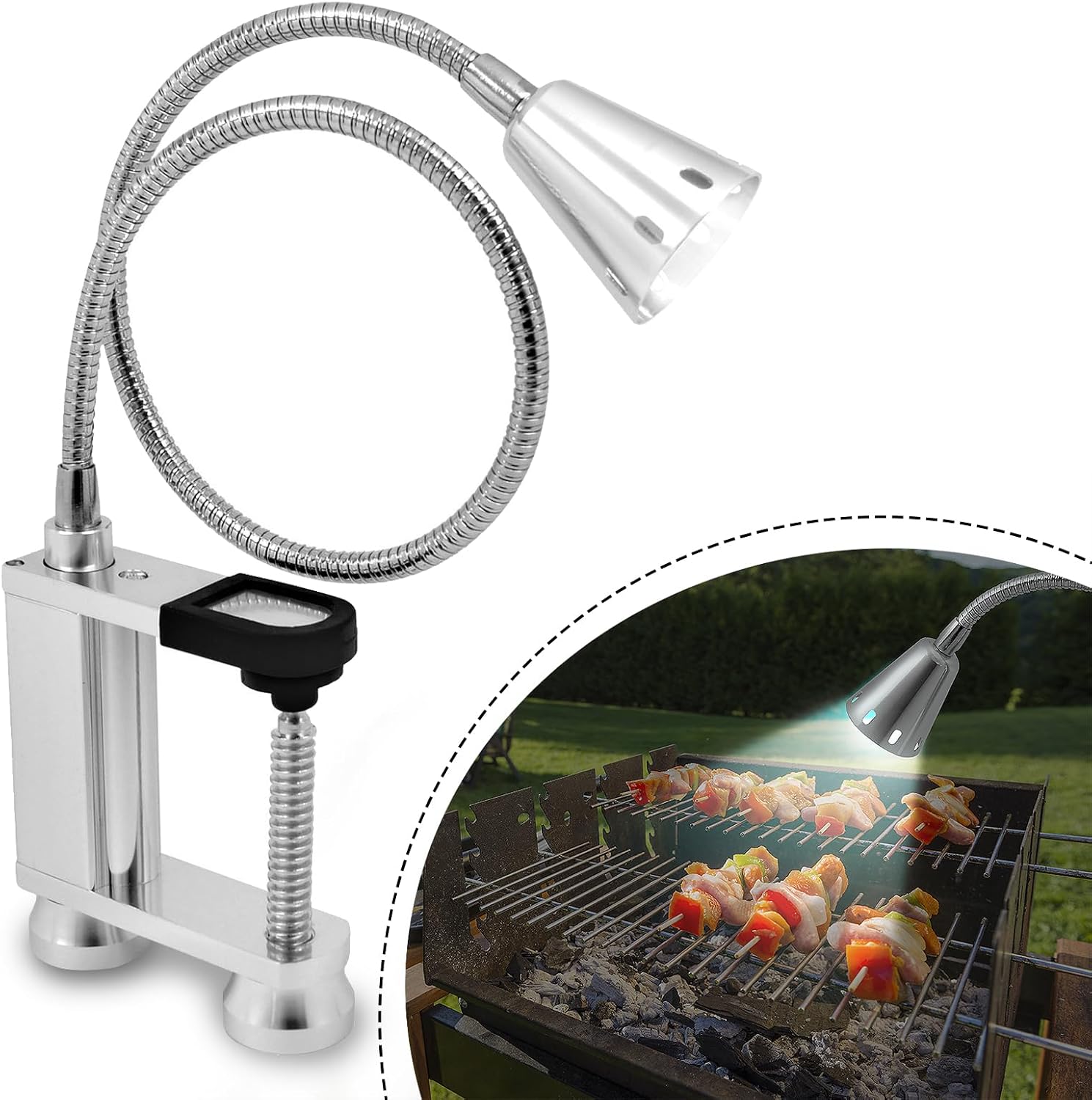 Magnetische Grillleuchte – 12 Ultrahelle Leds Mit Flexiblem Schwanenhals – Batteriebetrieben – Geeignet Für Camping Und Grillen Im Innen- Und Außenbereich
