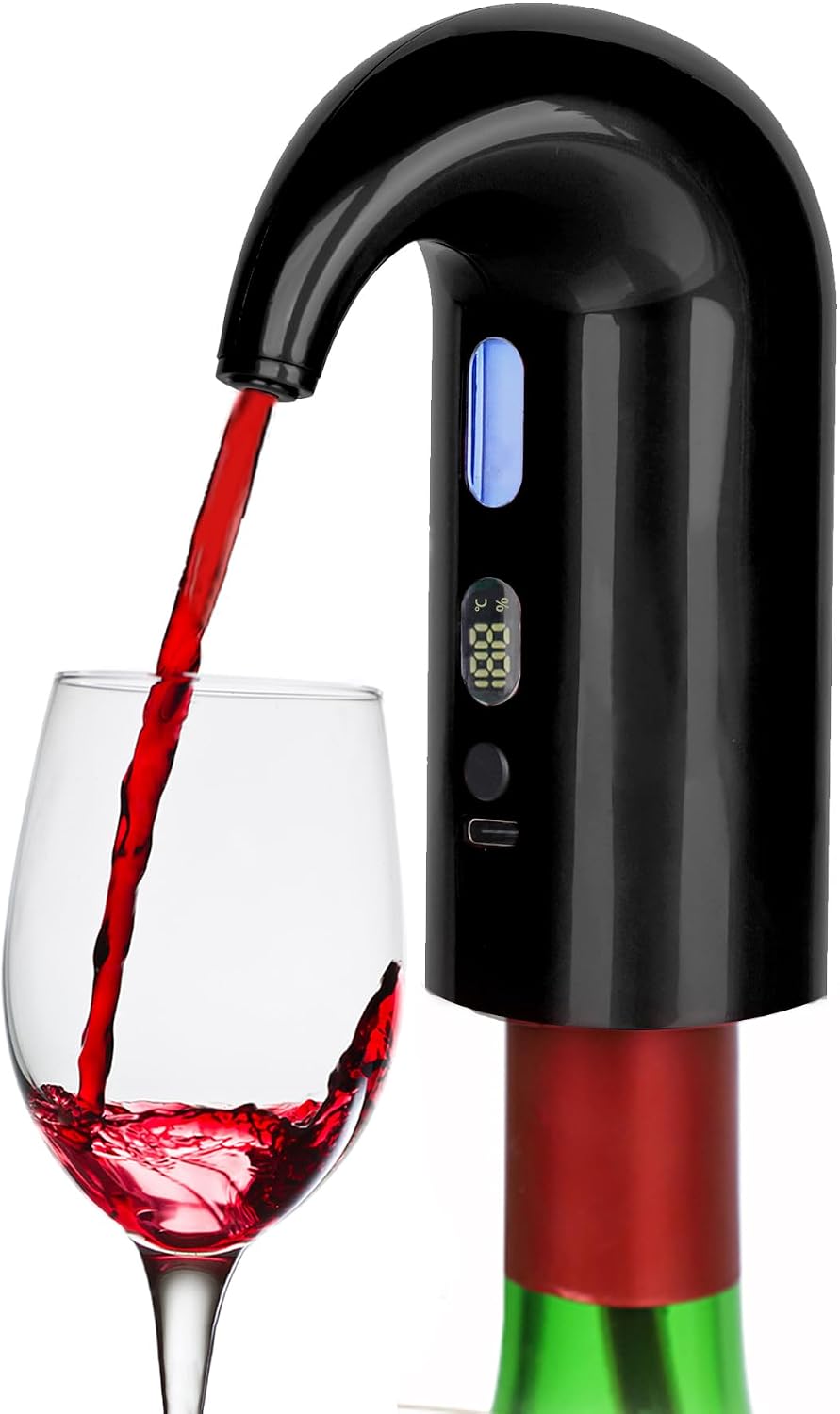 (klein) Elektrischer Weinaerator, Tragbarer Ein-knopf-weindekanter Und Weinausschankpumpe, Kompatibel Mit Rot- Und Weißweinen, Wiederaufladbarer Automatischer Weinausschank (typ C)