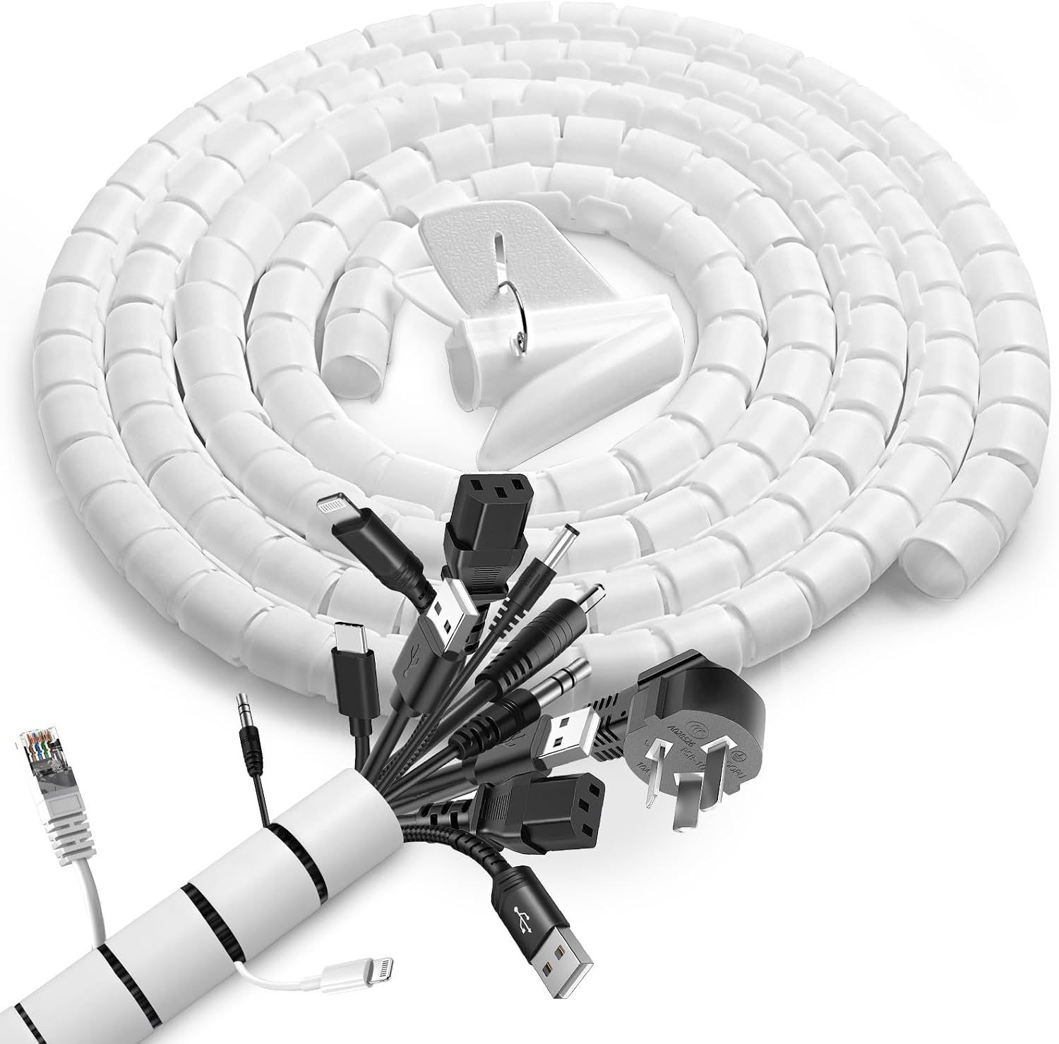 2er-pack Kabelschutzhüllen, Verstellbare Spiralhülle 22 Mm X 2 M, Mit 1 Kabelclip. Kompatibel Mit Autos, Fernsehern Und Computern.