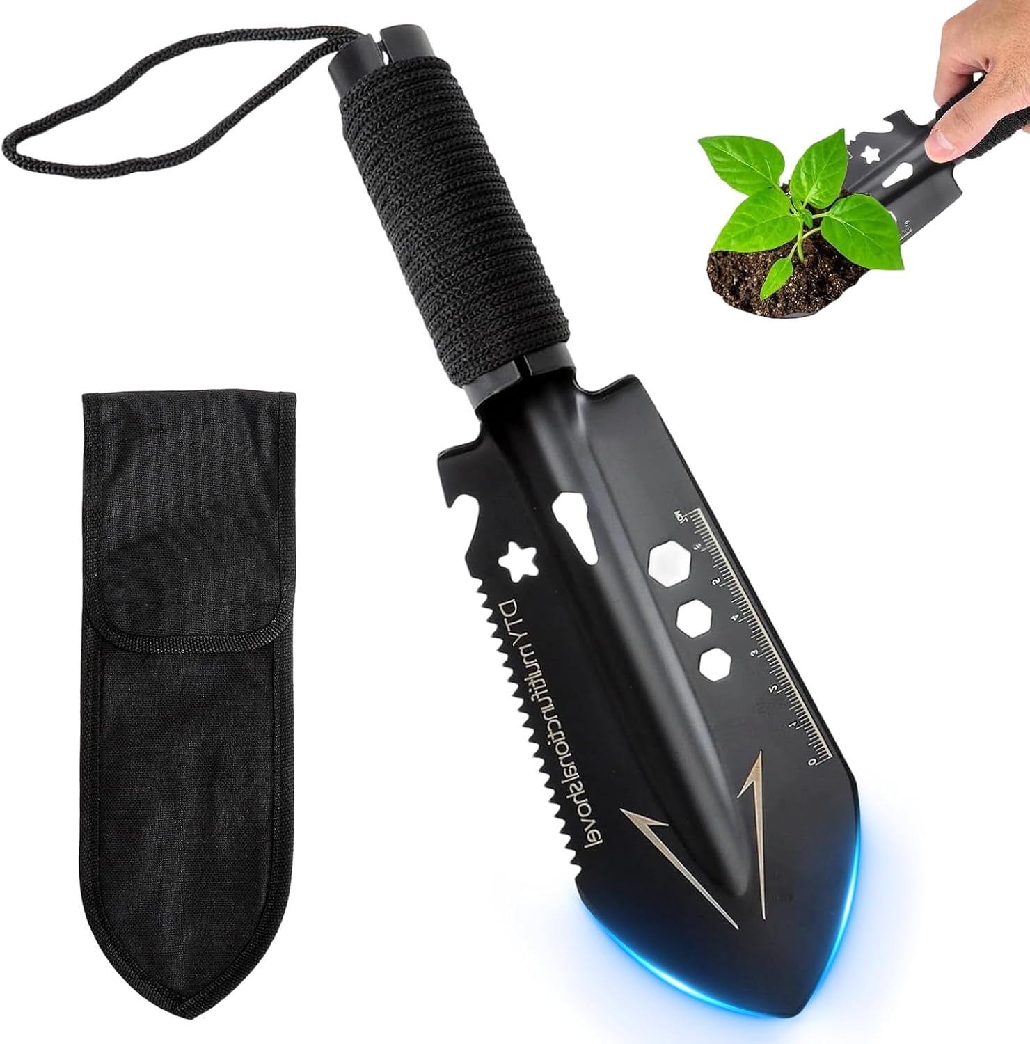 9-in-1 Gartenschaufel – Leichtes Gartengerät Und Tragbare Überlebensausrüstung Mit Tasche, Geeignet Für Gartenarbeit, Camping, Wandern, Strand Und Überleben In Der Wildnis.
