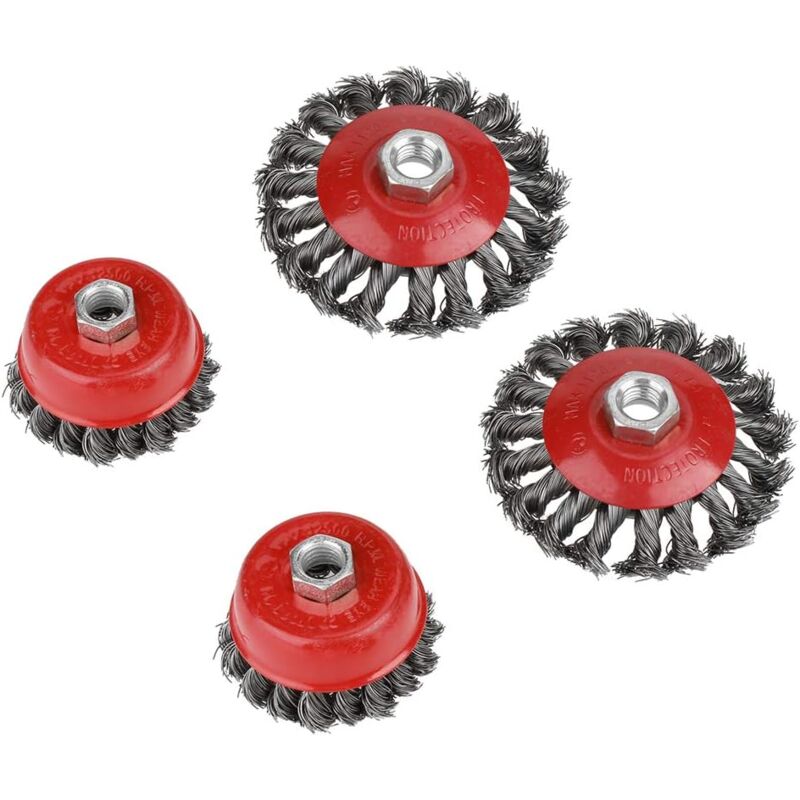 Reinigungsbürste Mit Stahldraht, 4 Stück, Drahtbürste M14 Für Winkelschleifer, Eimerbürste, Rostentfernung, 75 Mm, 100 Mm [nx]