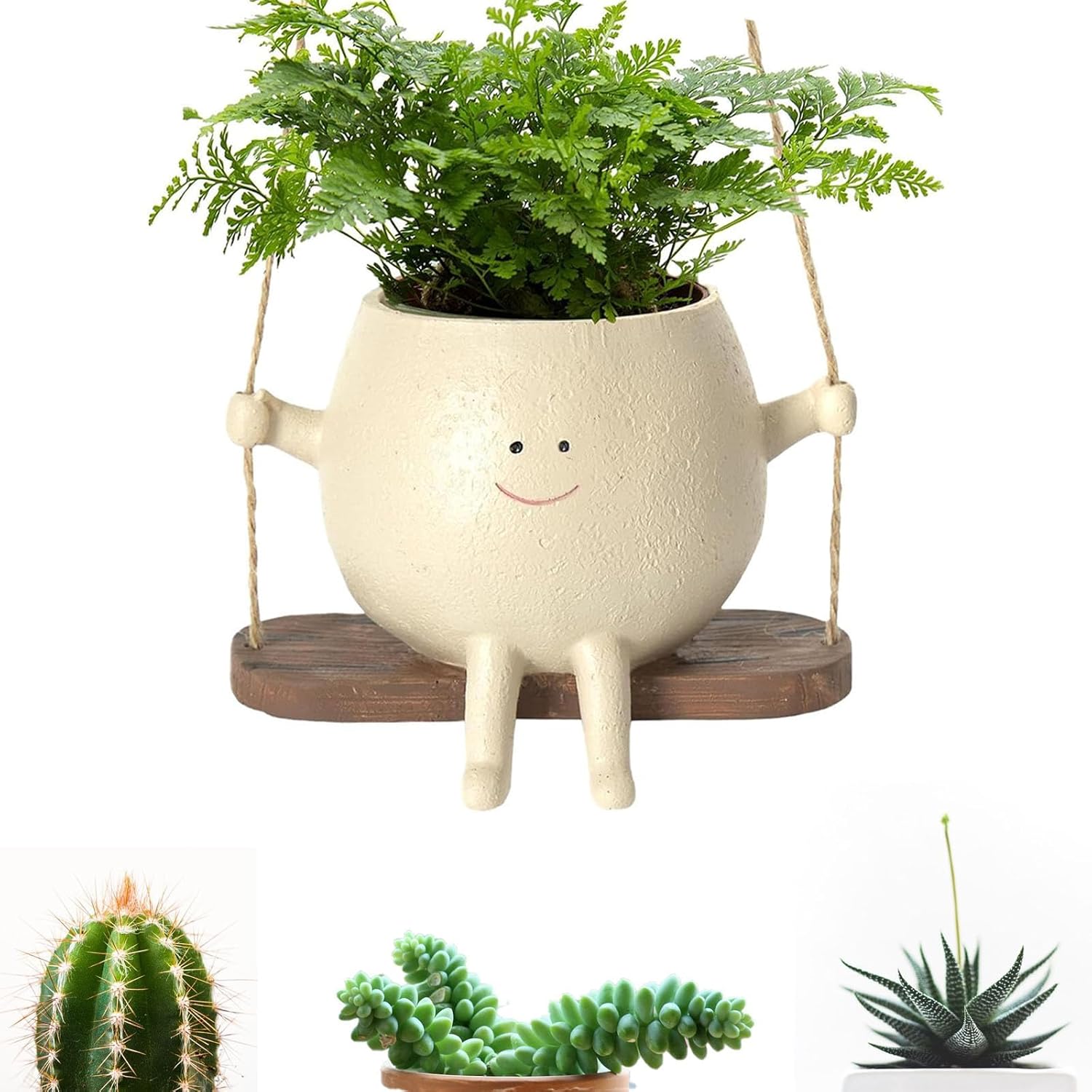 Hängender Blumentopf Mit Drehbarem Gesicht, Hängender Blumentopf Mit Lächelndem Gesicht, Kleine Hängende Blumentöpfe Aus Kunstharz Mit Gesicht, Hängende Blumentöpfe Für Drinnen Und Draußen [nx]