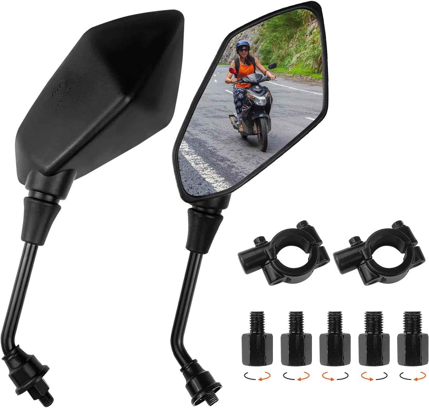 Paar Motorradspiegel, Universell Und Um 360° Verstellbar, Mit M8- Und M10-schrauben, Kompatibel Mit Rollern, Mopeds, Quads Und Fahrrädern.