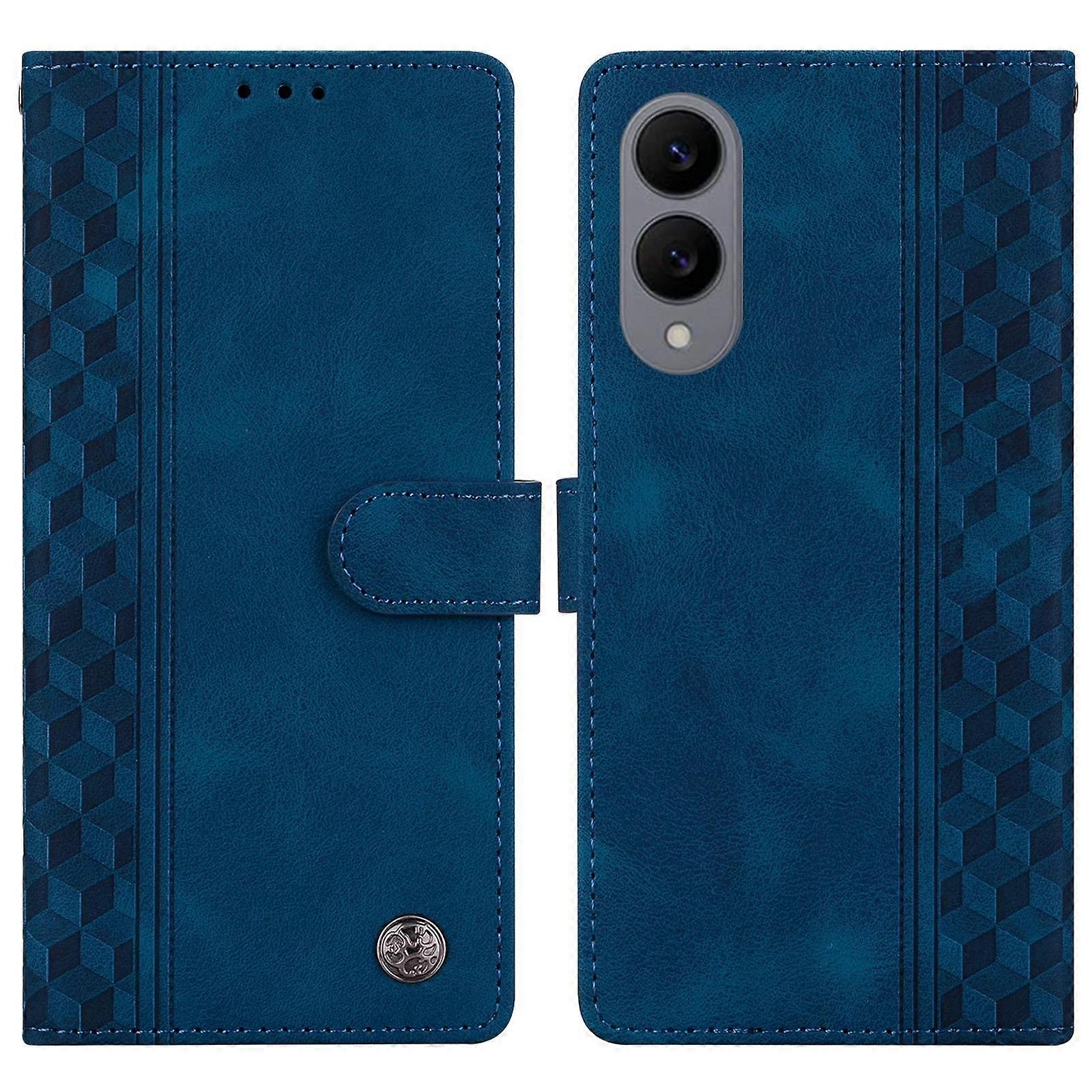 Lederhülle Mit Geprägtem Und Kariertem Muster, Kompatibel Mit Dem Samsung Galaxy S25 Edge, Brieftaschenhülle Mit Faltbarer Abdeckung.