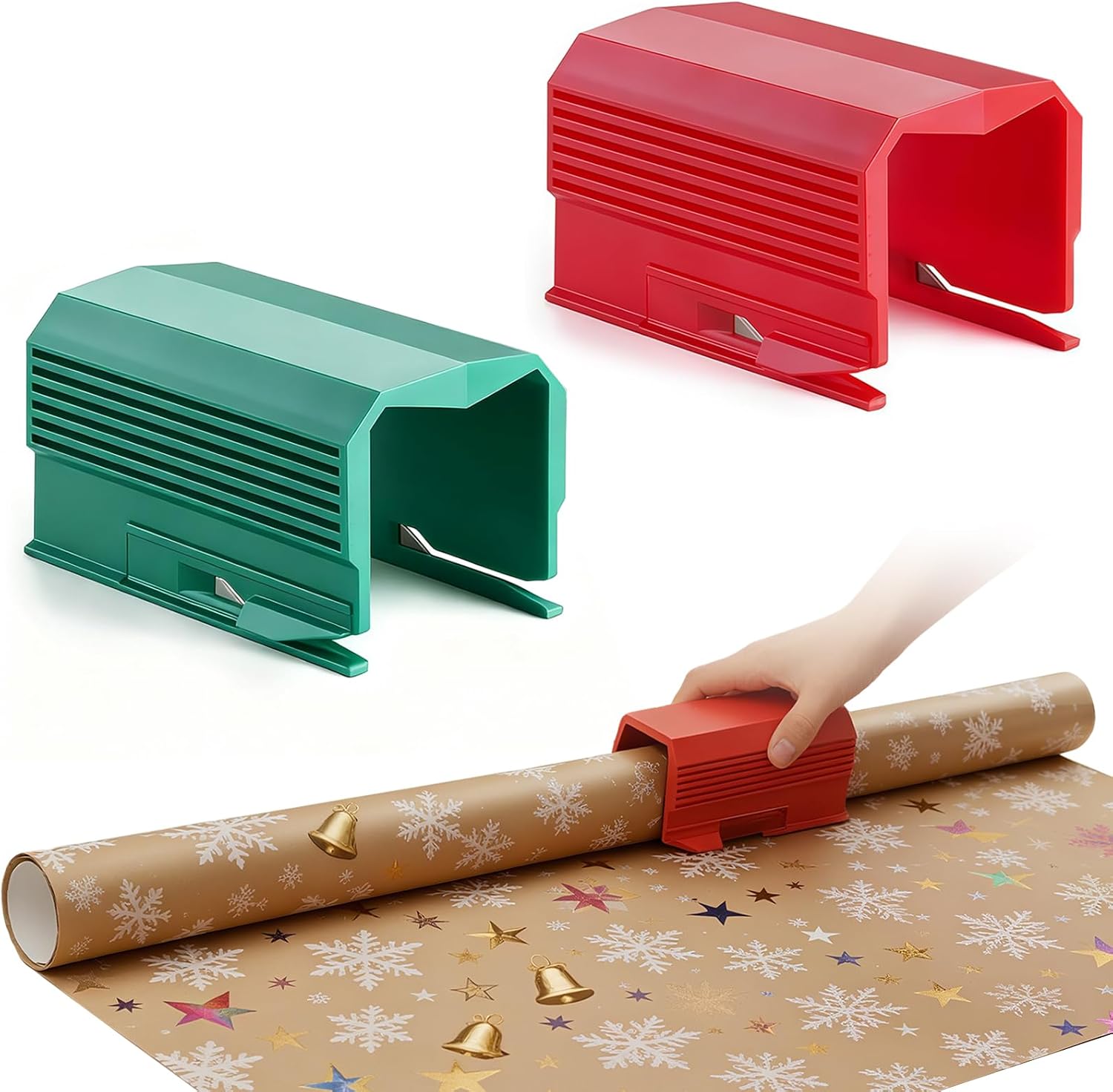 Geschenkpapier-schneider, 2 Stück - Weihnachtsgeschenkpapier-rollenschneider, Kompatibel Mit Geschenkverpackungen, Weihnachten Usw.