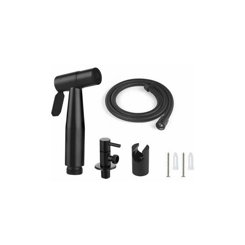 Wc-kompatibles Bidet-duschset, 1,5 M Schlauch Und Halterung, Schwarz G1