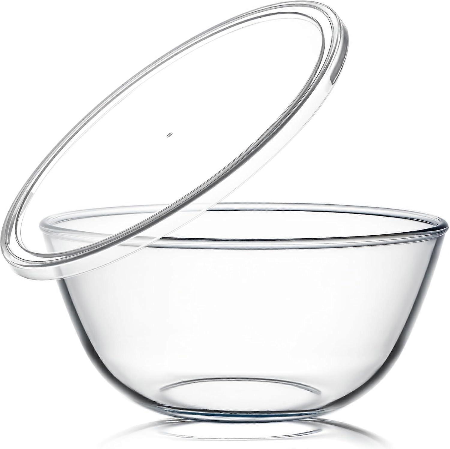 Große 4,7-liter-salatschüssel Aus Glas Mit Deckel, Große Tiefe Salatschüssel Aus Glas
