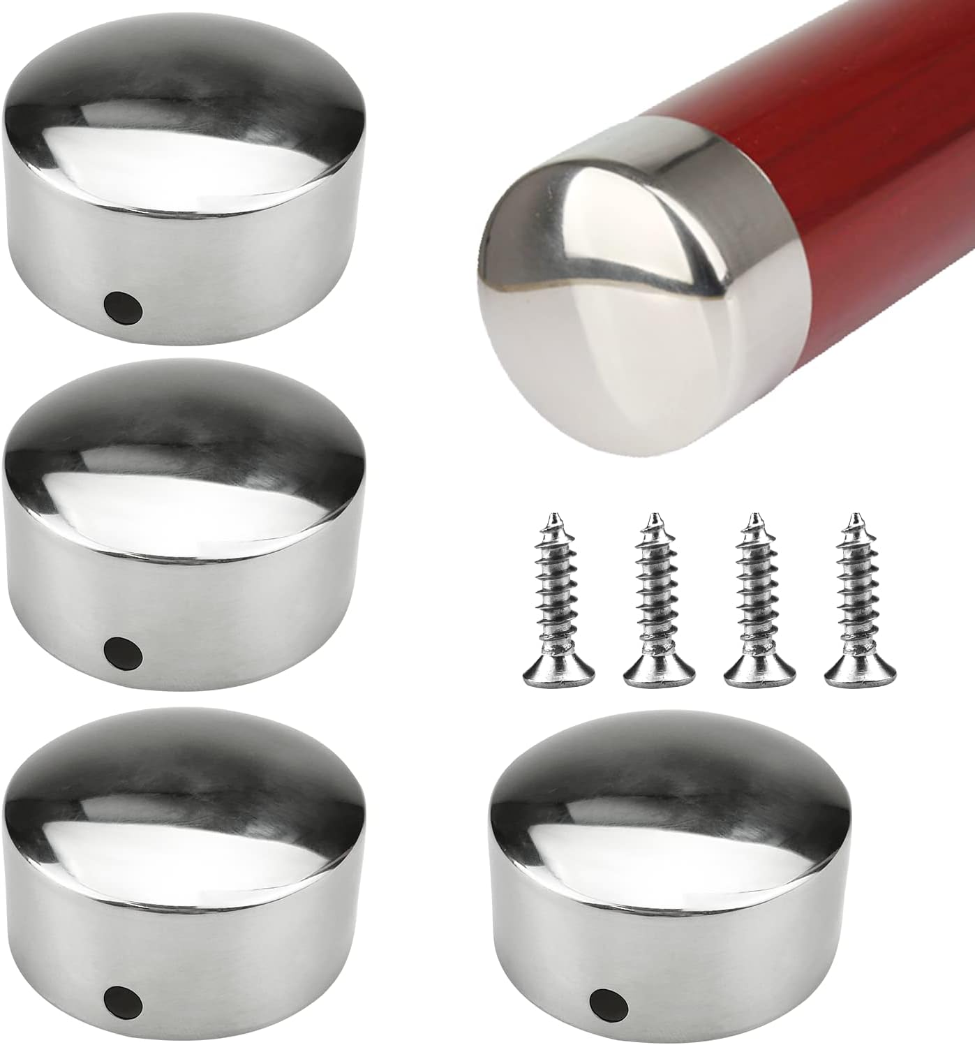 Edelstahl-handlauf-endkappen (45 Mm), Ultradünne Armlehnen-endkappen (0,4 Mm), Runde Endkappen, Die Mit Treppengeländern Kompatibel Sind, Mit 4 Edelstahlschrauben.