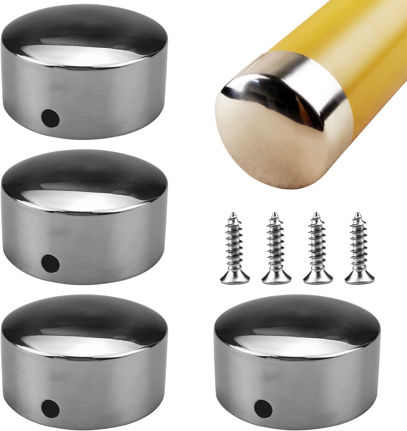 Edelstahl-handlauf-endkappen (50 Mm), Ultradünne Armlehnen-endkappen (0,4 Mm), Runde Endkappen, Die Mit Treppengeländern Kompatibel Sind, Mit 4 Edelstahlschrauben.