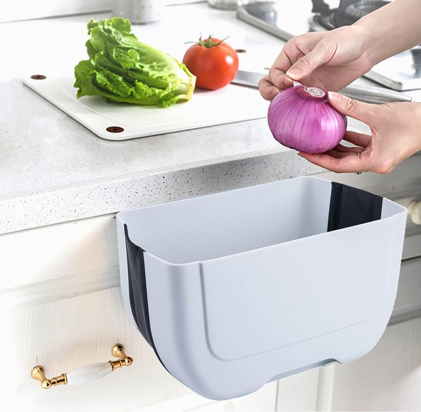 Schwarzer 3-liter-hängeeimer Aus Ungiftigem Silikon, Langlebig, Faltbar, Platzsparend, Einfach Zu Montieren Und Aufzuhängen. Ideal Für Küchen, Büros Und Hotels.