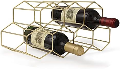 Weinregal – 7 Flaschenhalter, Freistehendes Weinregal Für Weinkeller, Barschrank, Freistehendes Weinregal Für Küche (gold)[nx]
