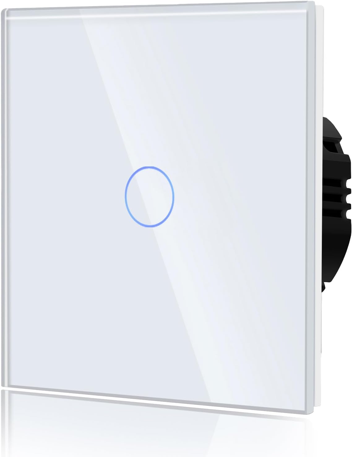 Standard-touchscreen-wandschalter, Kompatibel Mit Led-beleuchtung, Glas-touchscreen, 110–240 V, Hinterleuchtete Abdeckung Aus Gehärtetem Kristallglas, Einwegschalter, Einwegtaste, Weiß