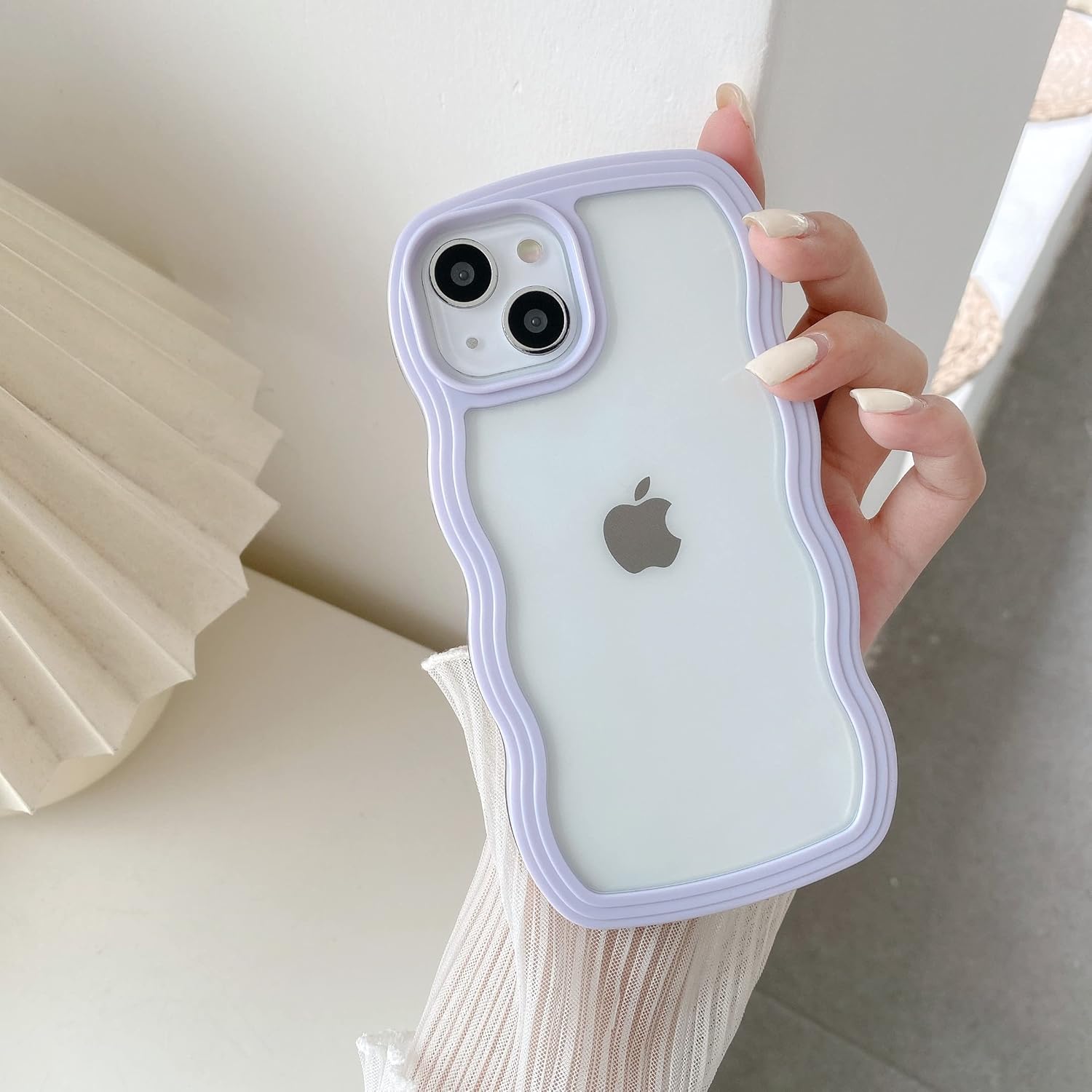 Kompatibel Mit Iphone 11, Hülle Mit Wellenförmigem Und Geschwungenem Rahmen, Transparente Hülle, Geeignet Für Mädchen Und Frauen, Durchsichtige Silikon-schutzhülle - Lila [nx]