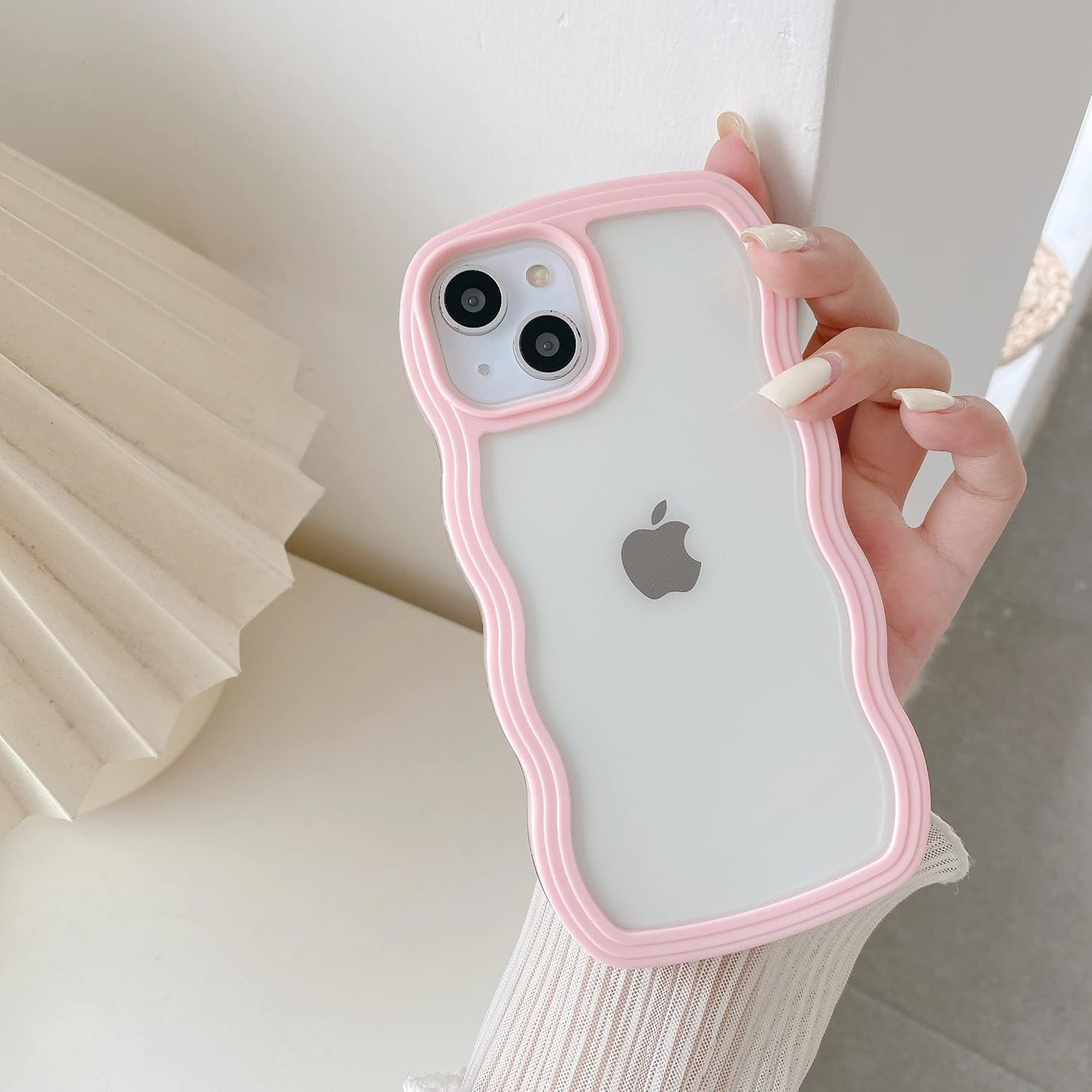 Kompatibel Mit Iphone 11, Hülle Mit Gewelltem Und Geschwungenem Rahmen, Geeignet Für Mädchen Und Frauen, Transparente Silikon-schutzhülle - Pink[nx]