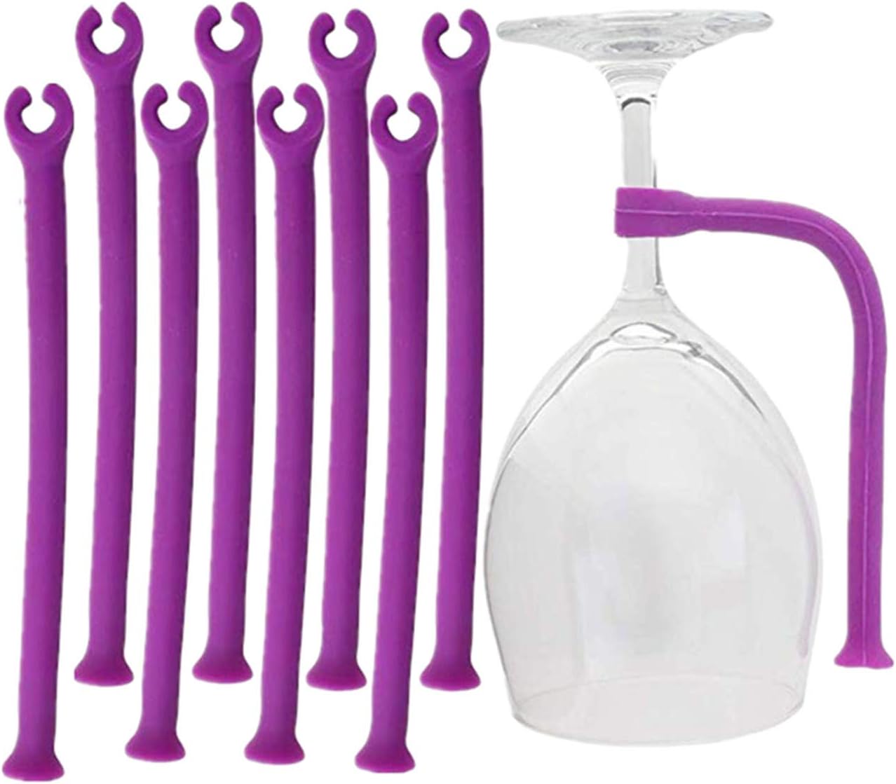 Spülmaschinenfeste Glashalter, 8er-set, Lila – Silikon-weinglashalter – Leicht Zu Reinigen, Marasmius-glas, Unpoliert – Küchenutensilien