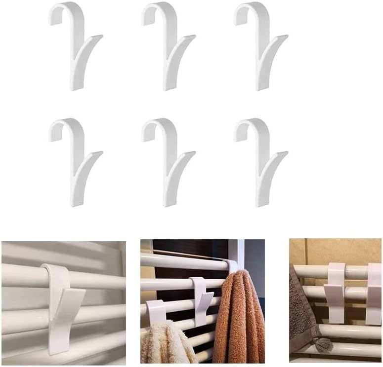Set Mit 6 Universellen Weißen Haken, Kompatibel Mit Handtuchhaltern – Kunststoff
