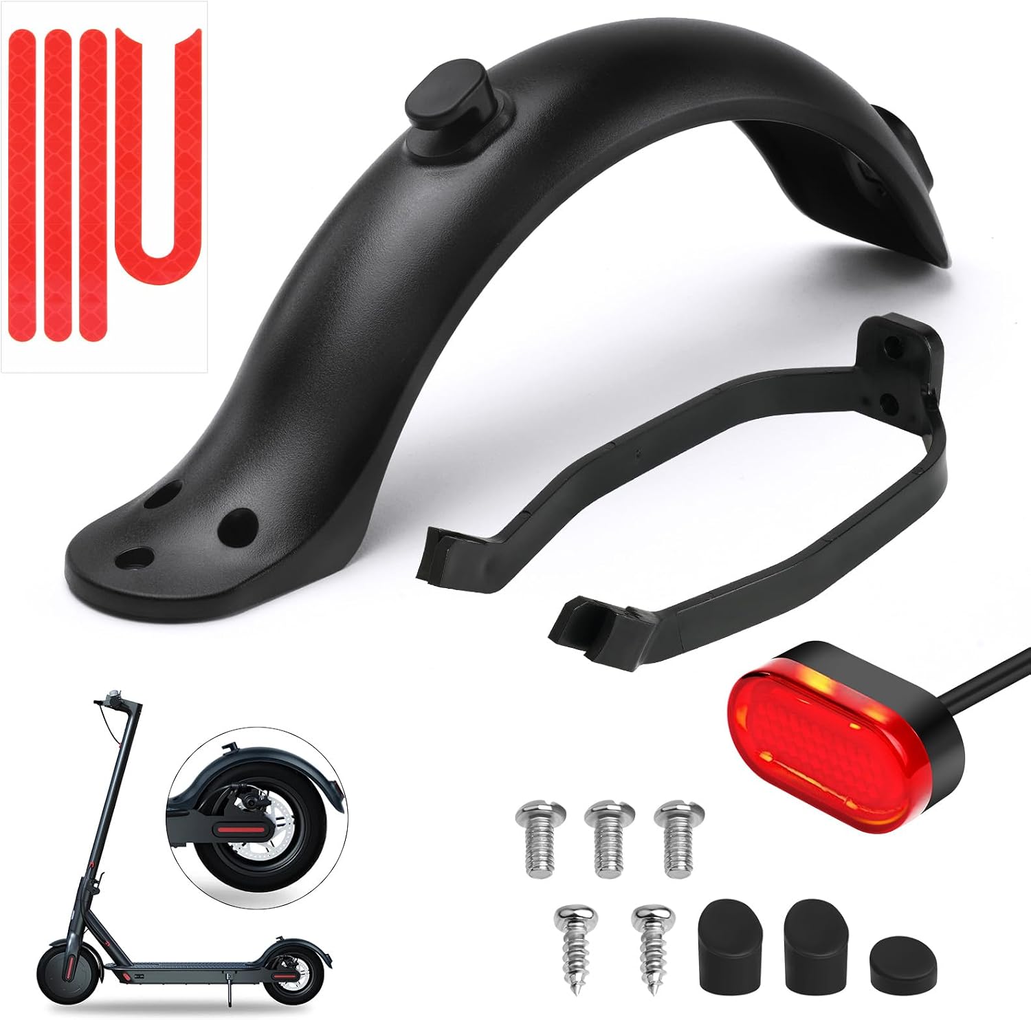 Schutzblech Kompatibel Mit Dem Xiaomi M365/pro Elektroroller, Hinteres Schutzblech Mit Halterung + Led-rücklicht + Reflektorstreifen, Ersatzzubehör Für Xiaomi Roller