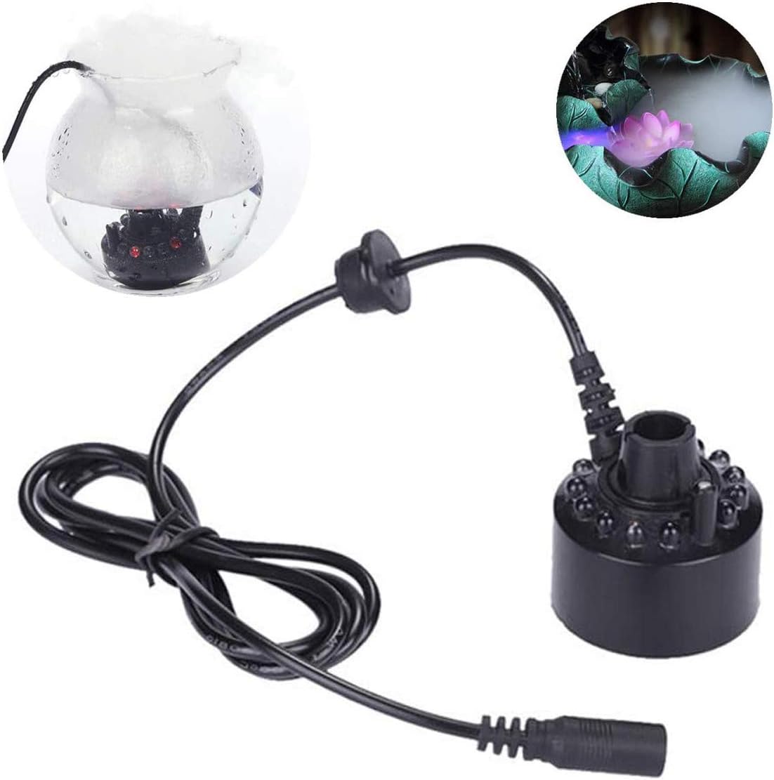 Mini-ultra-leises Ultraschall-befeuchtungssystem Mit 12 Leds – Luftbefeuchter, Kompatibel Mit Springbrunnen, Wasserspielen Und Büros Im Innen- Und Außenbereich.