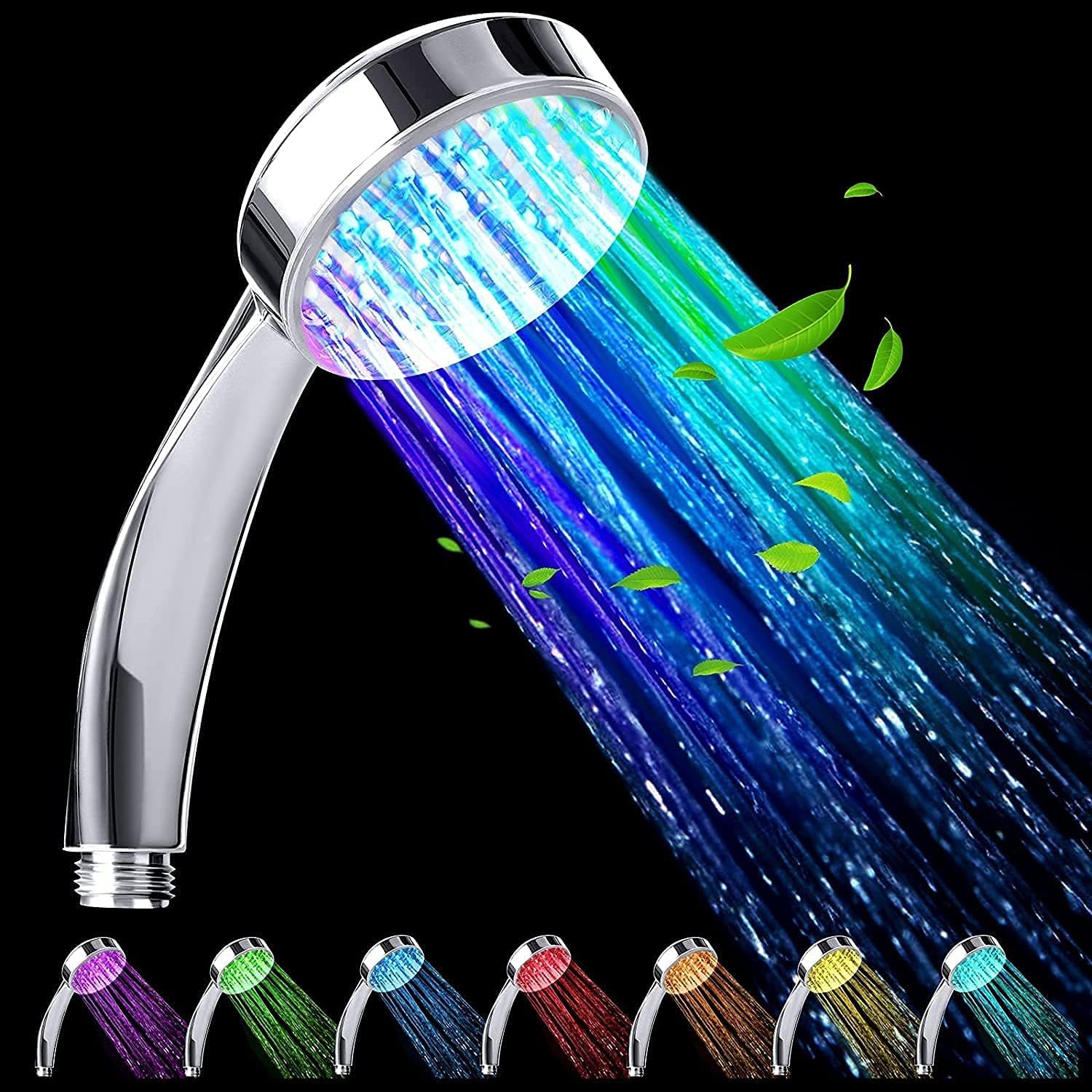 Led-duschkopf, Beleuchteter Duschkopf, Farbiger Duschkopf, Led-handbrause, Automatischer 7-farben-wechsel, Universell, Chrom