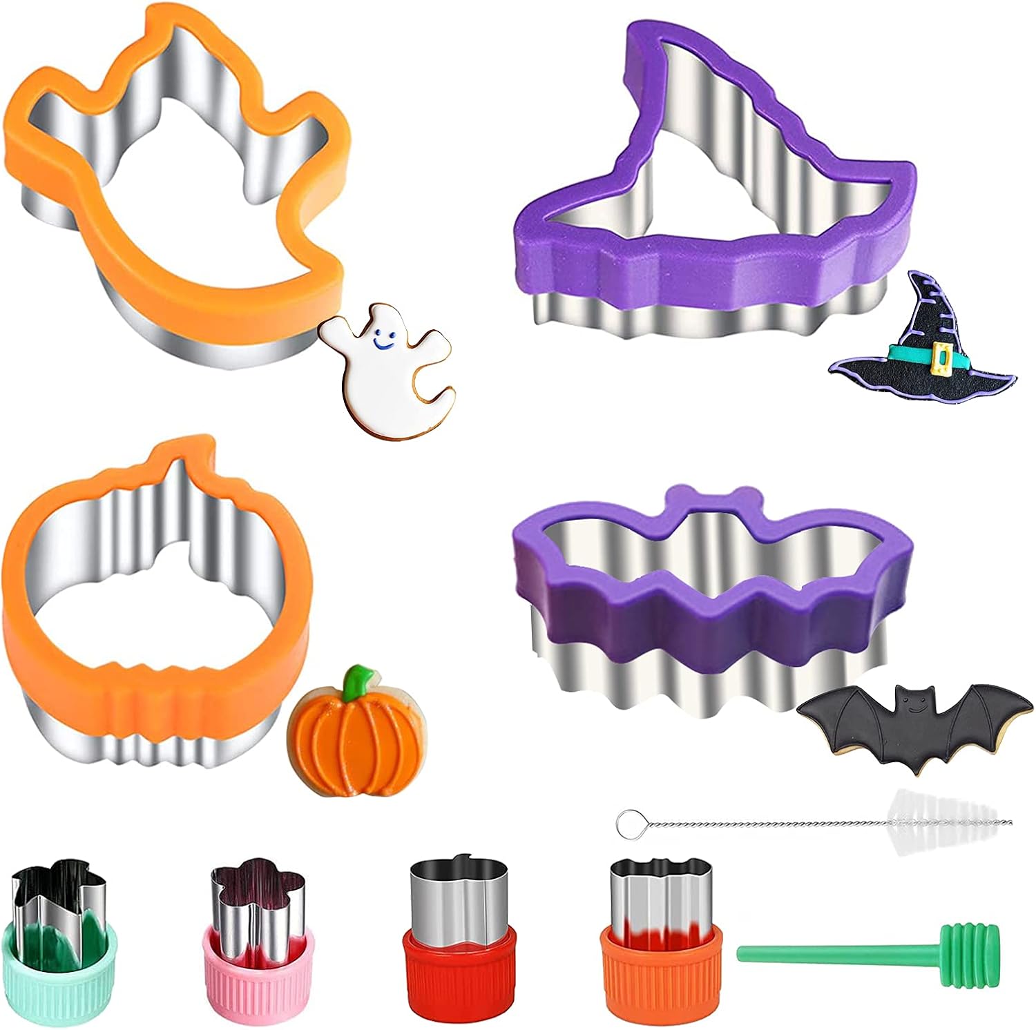Halloween-ausstechformen, Darunter Kürbis, Geist, Fledermaus, Hexenhut, Gemüse Und Obst, Geeignet Zum Backen Mit Kindern