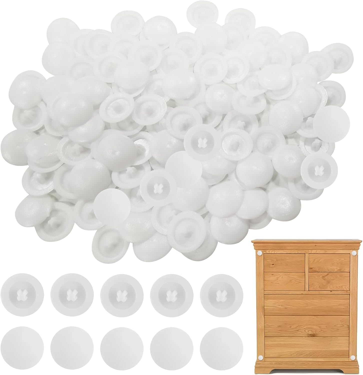 Weiße, Wasserdichte, Runde Schraubenabdeckungen, 100er-packung, Kunststoff, 7-mm-kreuzschlitz, Kompatibel Mit Möbeln, Dekorative Schutzkappen, Wandmontage