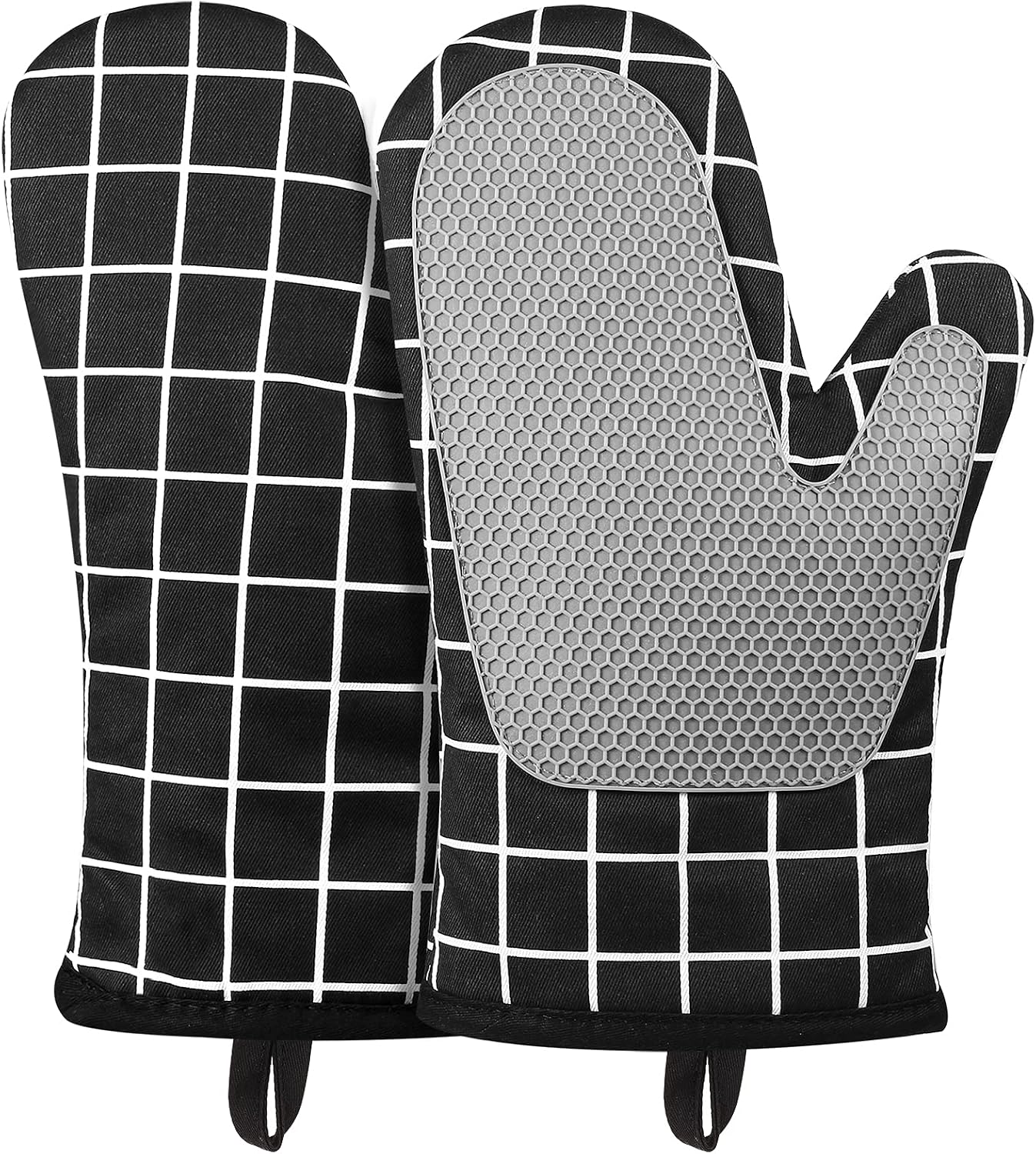 Hitzebeständige Handschuhe Aus Hitzebeständigem Silikon Mit Doppeltem Baumwollfutter Und Rutschfester Oberfläche.