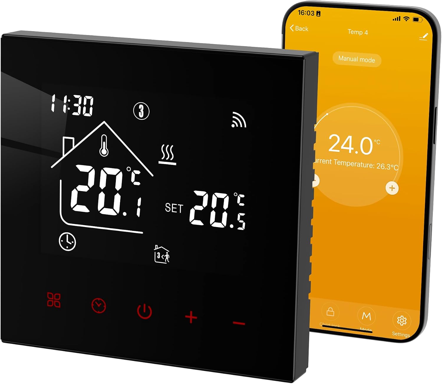 Intelligenter Wlan-thermostat, Kompatibel Mit Gasheizkesseln, Programmierbarer Raumthermostat, Temperaturregler Mit Digitalem Lcd-display, Kompatibel Mit Alexa Und Google Home, 3 A