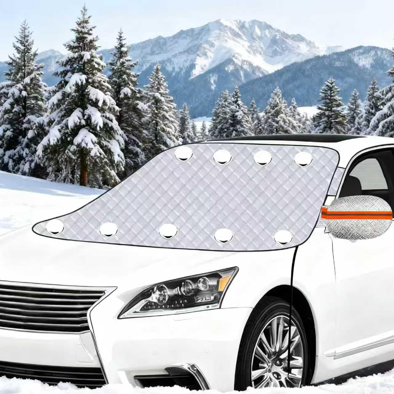 Windschutzscheibenabdeckung, Kompatibel Mit 9 Magneten Und 2 Spanngurten, Geeignet Für Pkw, Suvs Und Transporter, Schützt Vor Schnee, Eis Und Frost.