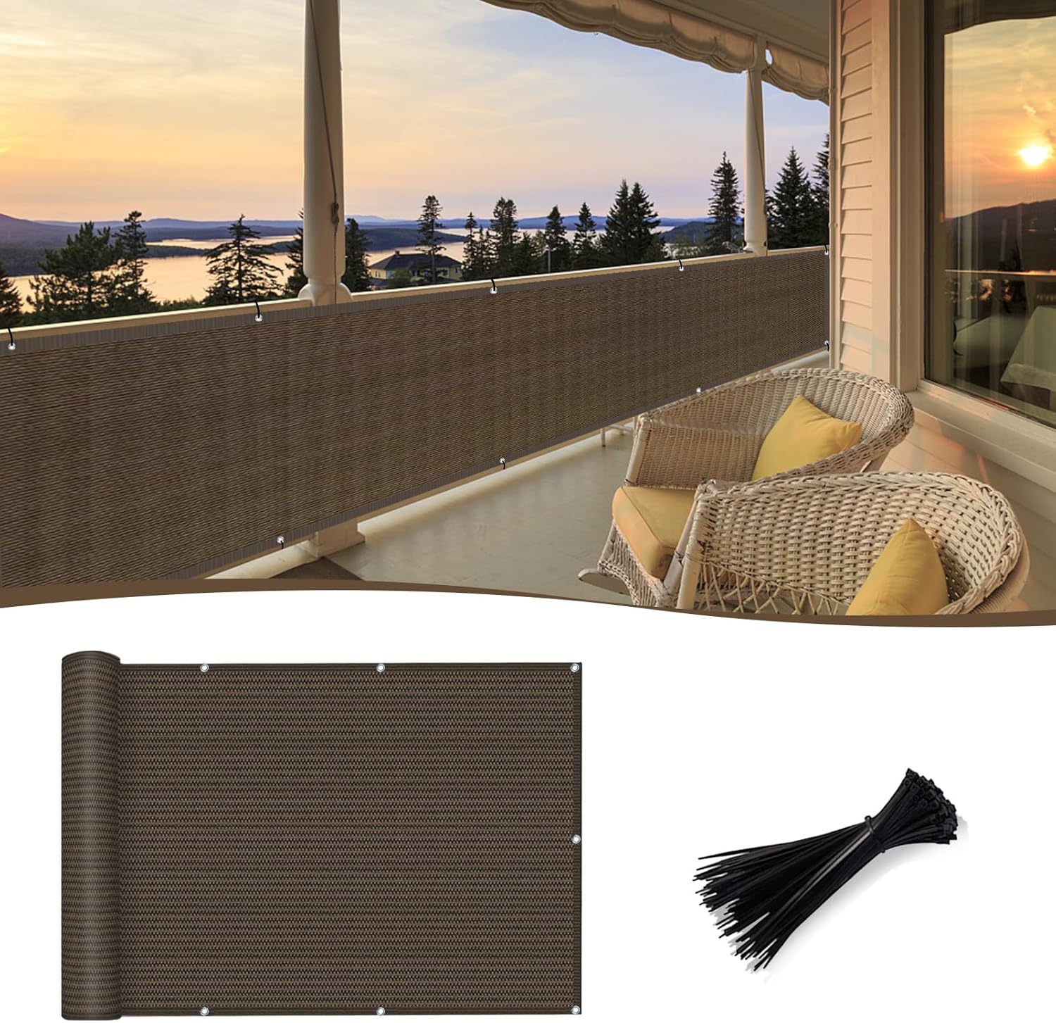 Brauner Windschutz Und Balkongeländer (9 X 3 Meter) – Geländer Geeignet Für Wohnungen – Robuster Windschutz, Ideal Für Den Außenbereich, Garten, Terrasse Und Balkon