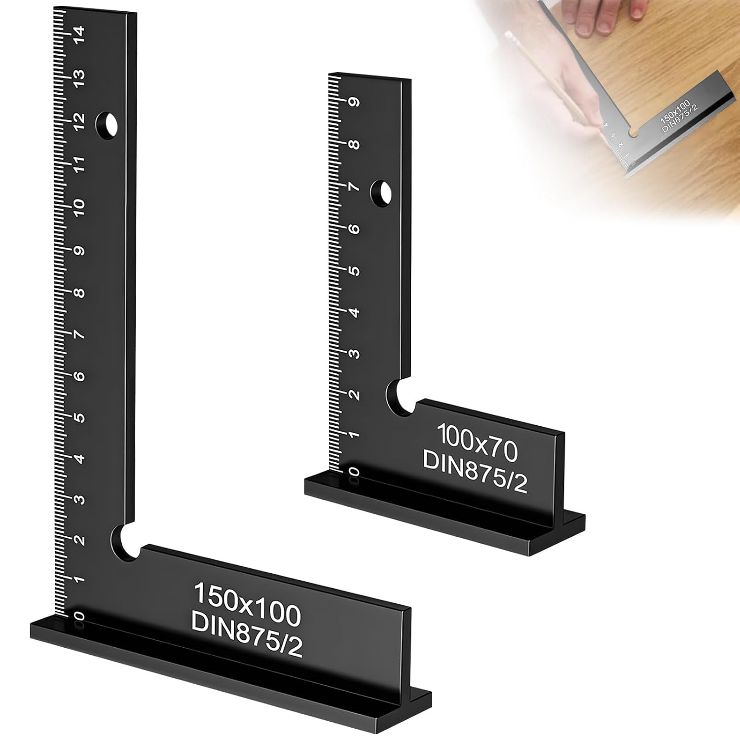 Graduierte Winkelmesser (cm), (150 X 100 Mm Und 100 X 70 Mm), 90°-winkelmesser Aus Aluminium, Präzisionswinkel, Geeignet Für Maschinenpositionierung Und Holzkonstruktionen