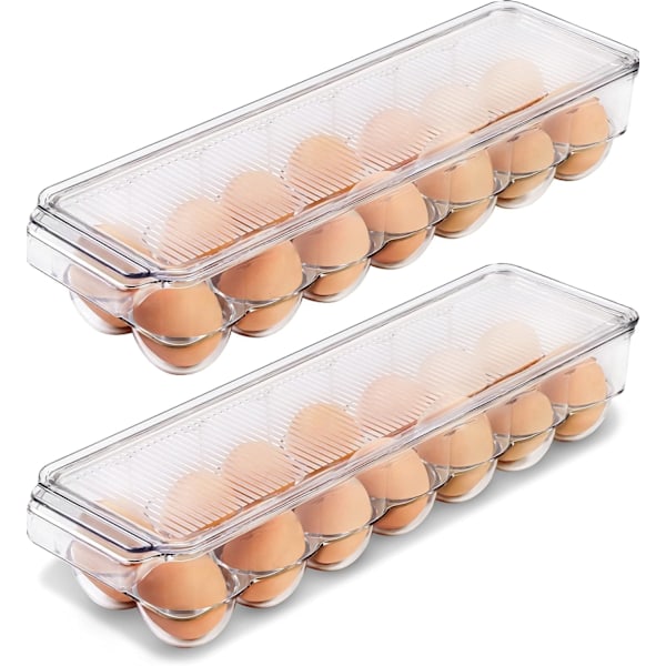 Eieraufbewahrungsbox Für Den Kühlschrank, 14-eier-ablage Mit Deckel Und Griff, Transparent, 2er-set [nx]