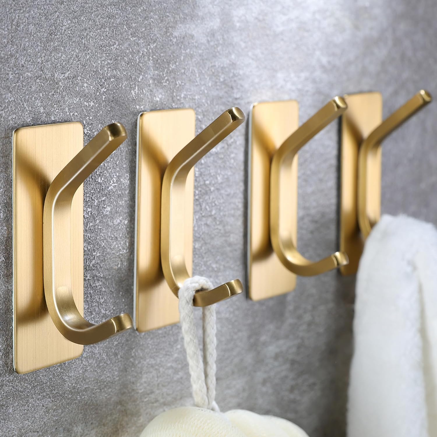 Goldene Klebehaken (4er-set) – Extra Starke Klebehaken Für Bademäntel/mäntel, Stabile Edelstahlhaken Zur Wand- Oder Türbefestigung
