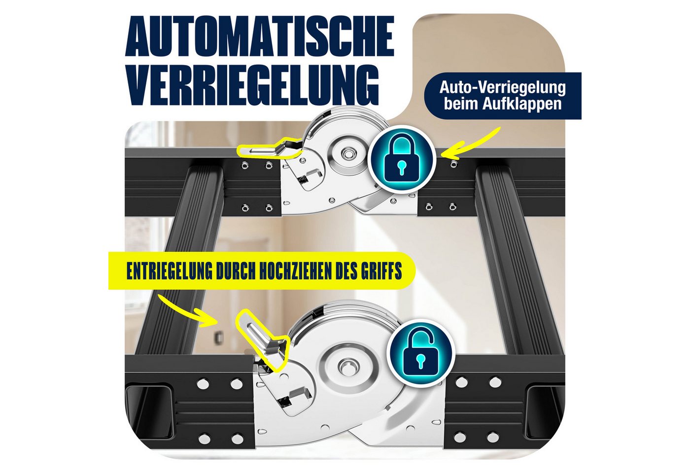 Masko® Mehrzweckleiter Aluminium 6in1, Bis 150 Kg - 4x3 Sprossen, Schwarz / Rot