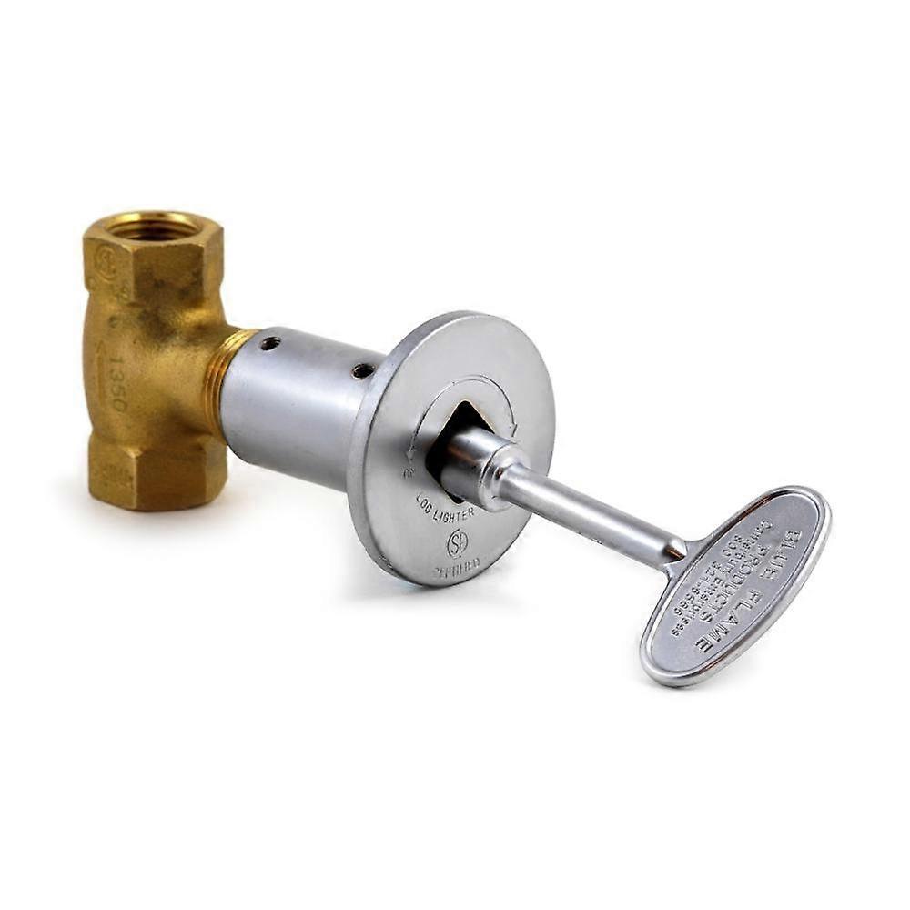 1/2-zoll-gasabsperrventil (gerade) Mit 3-zoll-schlüssel, Flansch Aus Satiniertem Chrom, Einbaufertiges Set
