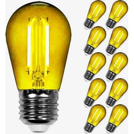 10er-pack Dimmbare Gelbe Led-filamentlampen Für Lichterketten, Ip65, 2 W, E27-fassung, 5 Cm, Mehrfarbig