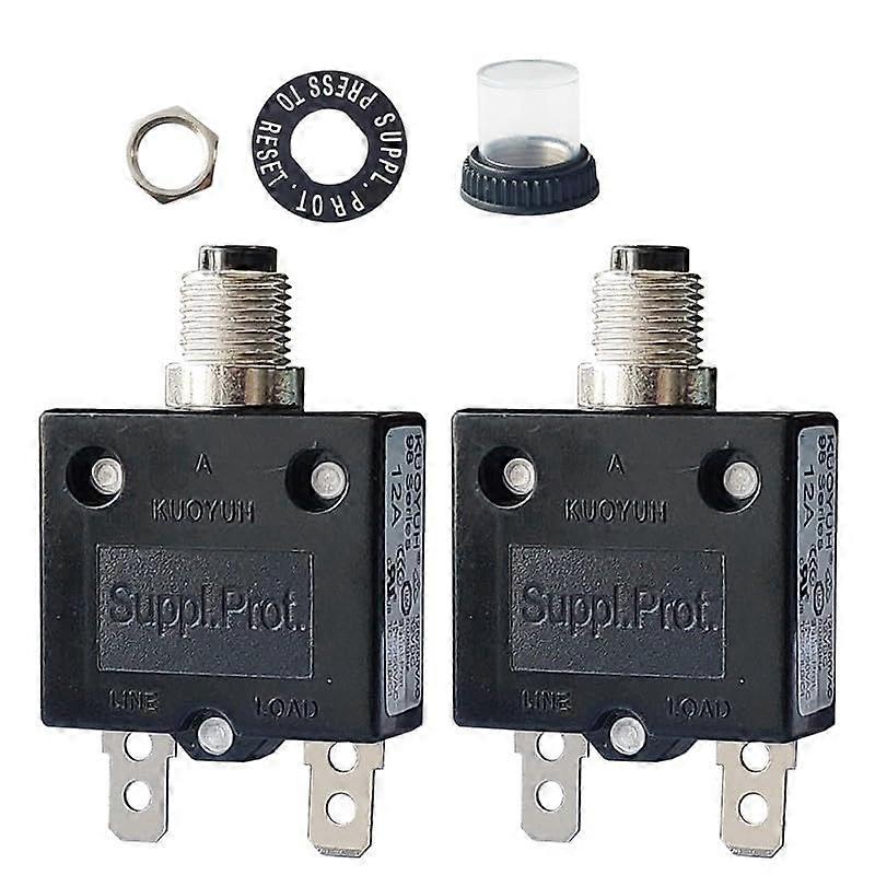 12a Thermischer Leitungsschutzschalter Mit Druckknopf-reset, Staubdichter Abdeckung Und Schnellanschlussklemmen (2er-pack)