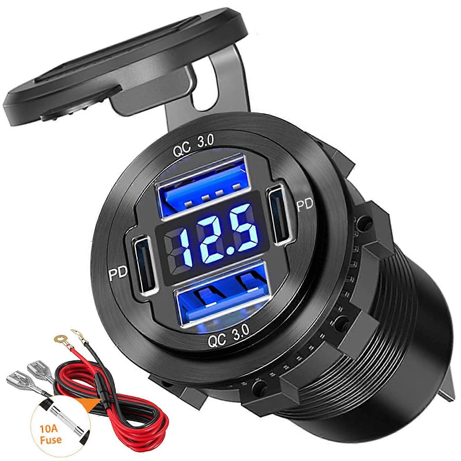 Dual-pd- Und Quick Charge 3.0 Usb-c-autoladegerät, 12v Wasserdichter Aluminium-usb-stecker Für Auto, Boot, Wohnmobil, Lkw